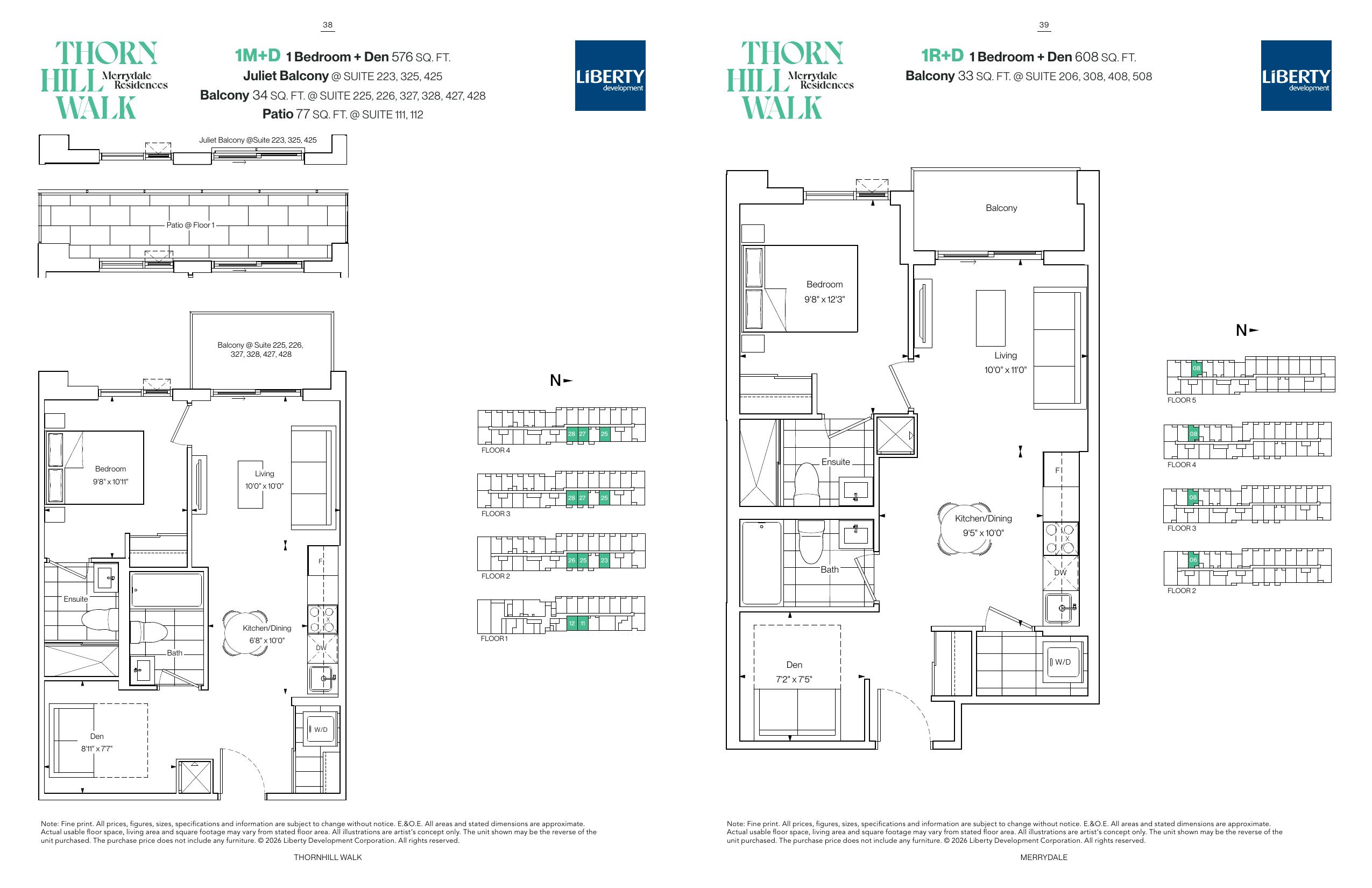 Floor plan page for 1M+D — 1 Bedroom + Den at Merrydale Residences at Thornhill Walk